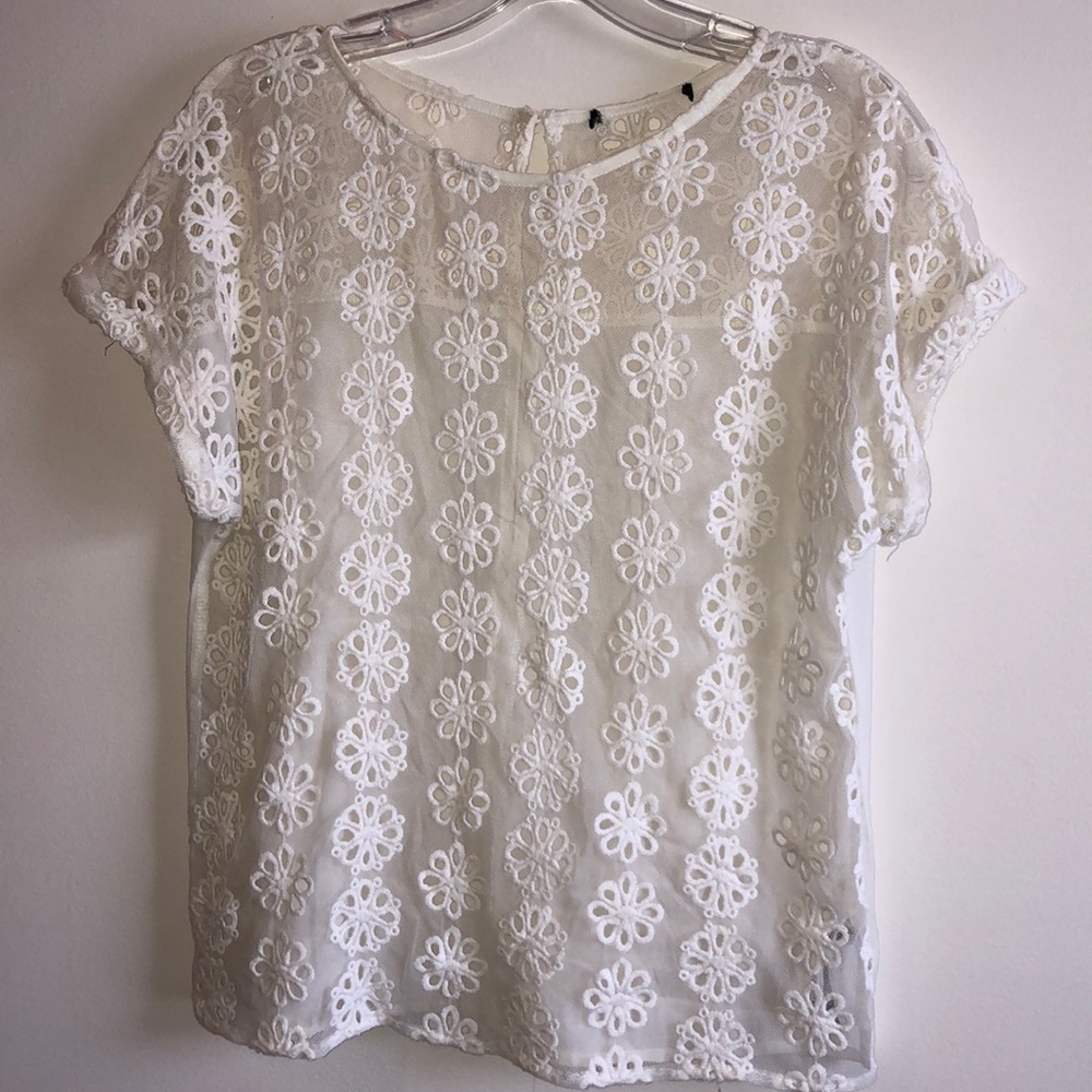 FOREVER 21 Lace Top w/ Partial Solid Back. SZ. S